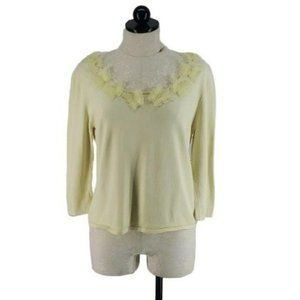 Pink Poodle GrandmaCore Yellow‎ Butterfly Cropped Sweater Large